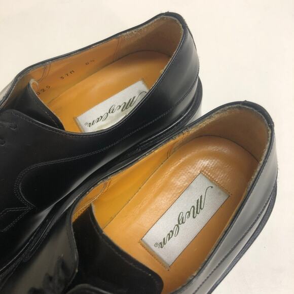 Mezlan Square Toe Bluchers Black Leather Derby Dress Shoes Made in Spain 8.5 - Picture 7 of 12